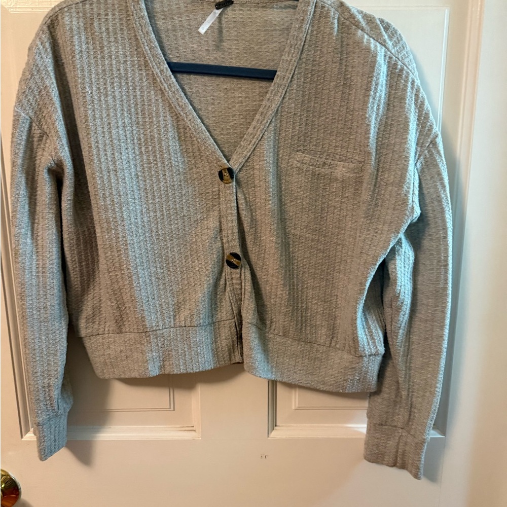 Gray Button-Up Women's Sweater